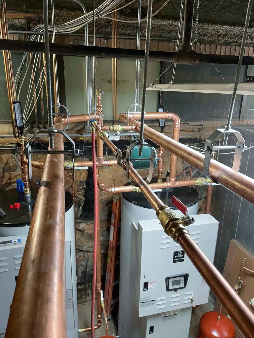 Completed commercial water heater connections in Commercial Water Heater Upgrade in Germantown